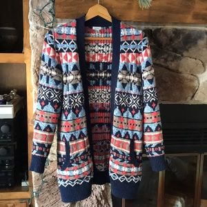 Women’s small cotton ragg LL Bean ikat sweater